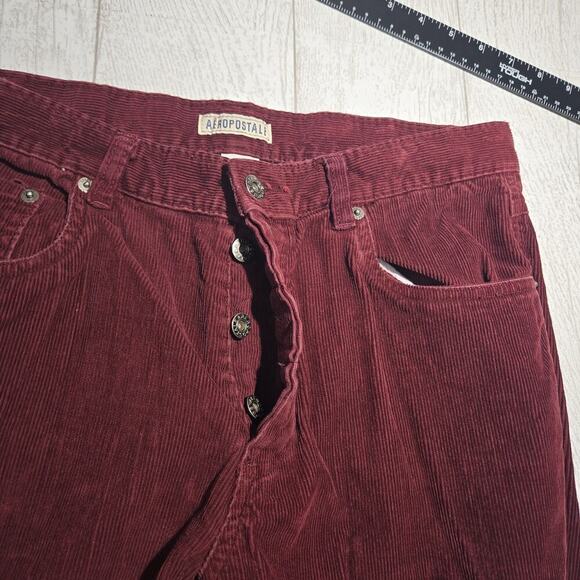 Vintage Aeropostale Corduroy Flare Button Fly Jeans Womens Burgundy Gorpcore Hip - Picture 7 of 9